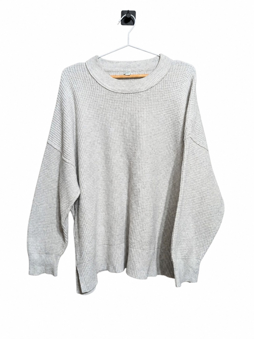aerie Women's Scoop/Waffle Crew Sweater - Light Gray